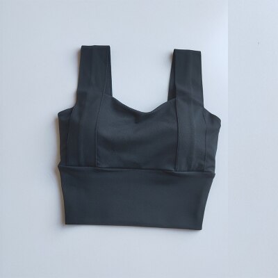 Yoga Bra Women Shockproof Sports Bra  Running Workout Gym Top Gathering Widened Shoulder Belt Bra Short Vest Tops