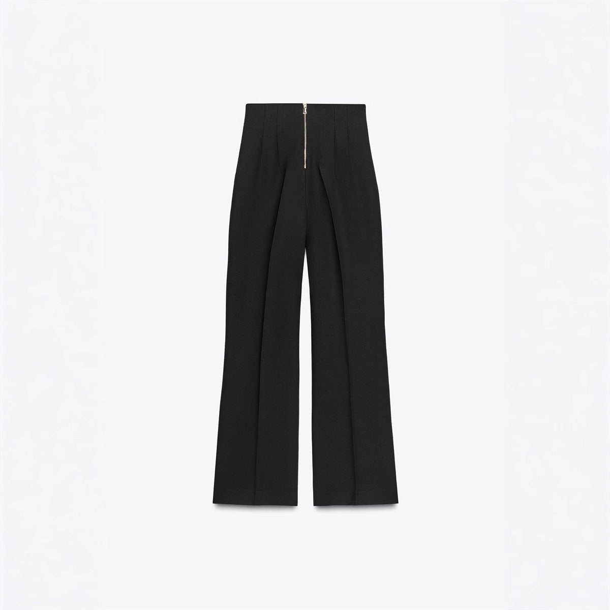 Retro Fashion Versatile Slimming High-waisted Pants With Zip Decoration