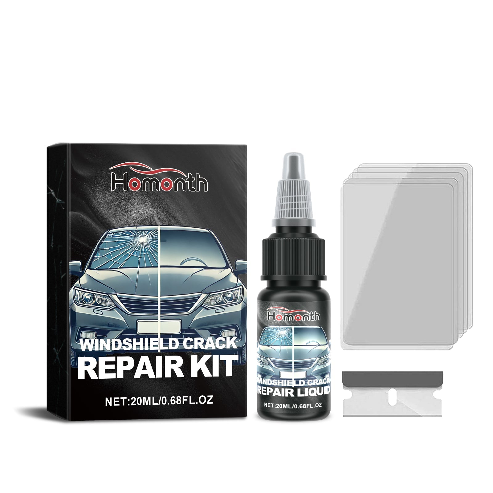 Windshield Nano Repair Solution Set Automotive Glass Crack Repair Clear Vision Adhesive Solution