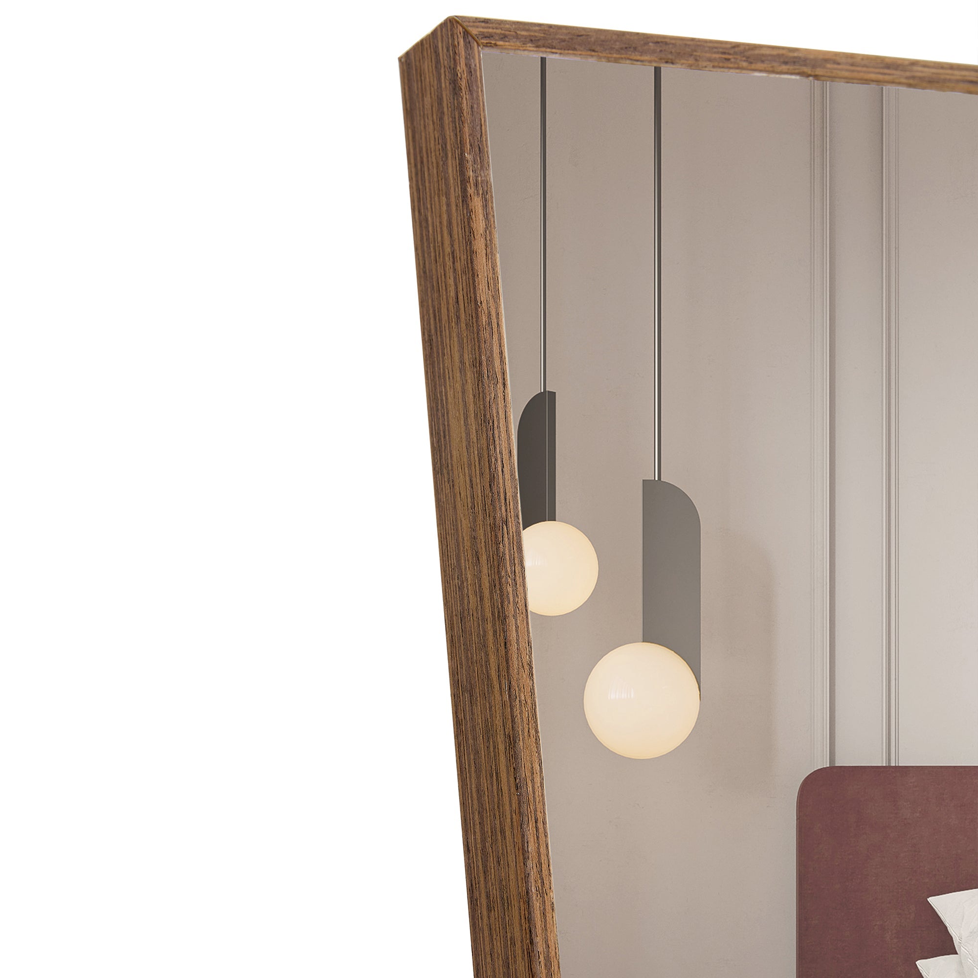 60x17 Brown Solid Wood Frame Full-length Mirror, Dressing Mirror, Bedroom Home Porch