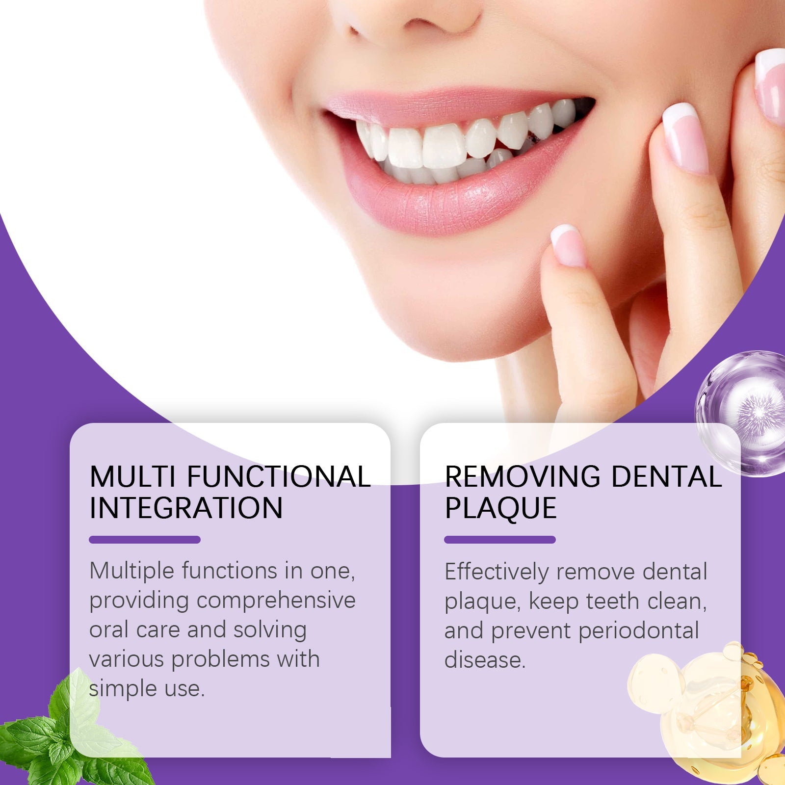 Purple Toothpaste Gently Cleans Odors, Dirt And Brightening Teeth Daily Hygiene Care Toothpaste