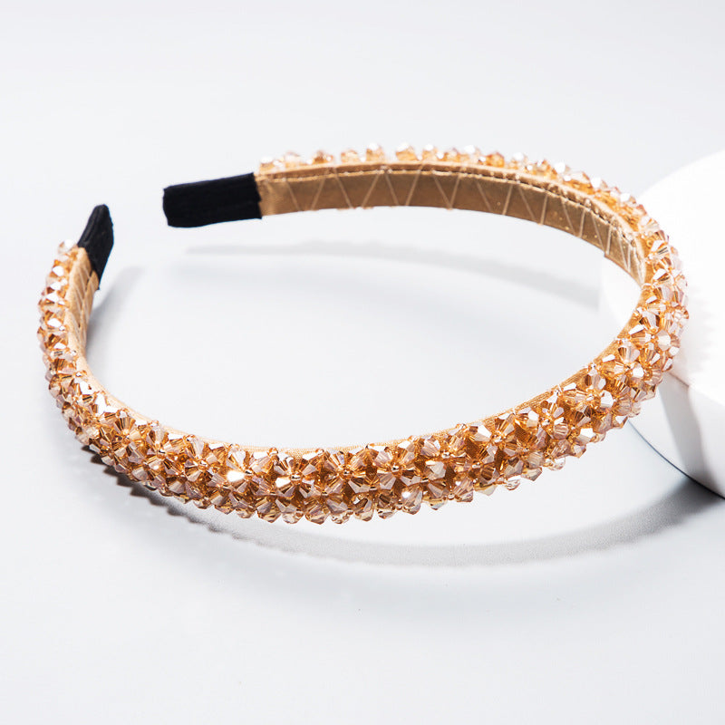 Korean Style Thin Edge Crystal Headband Women's Fashion Super Flash Headband Party Press Hair Accessories