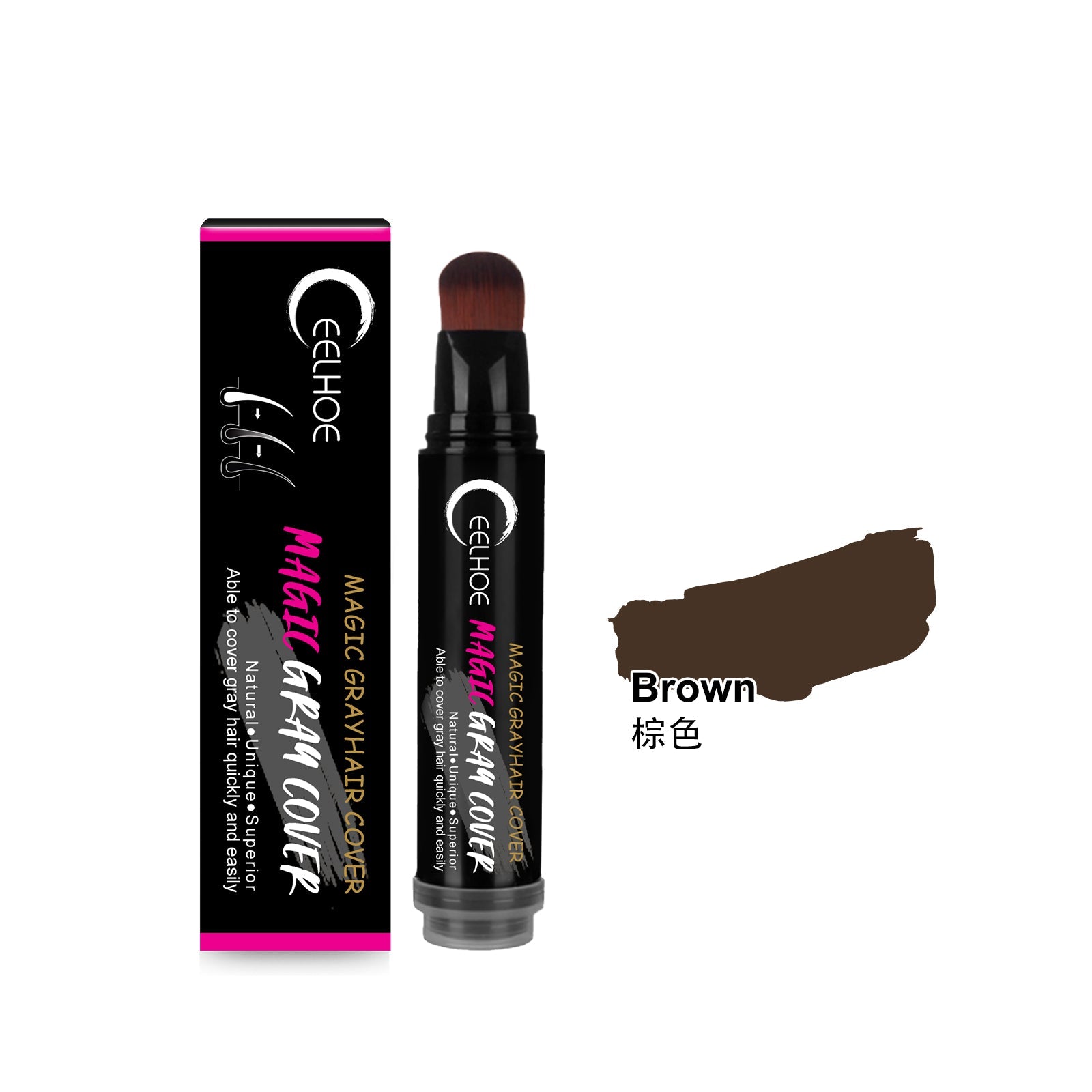Disposable Plant Hair Stick, Hair Without Damage Repair Color Black Brown Quick White Hair Cover Stick