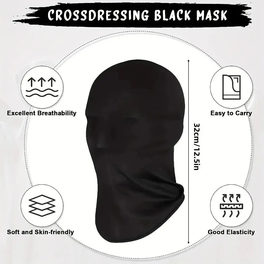 2pcs Black Cosplay Full Mask – Breathable Thin Hood