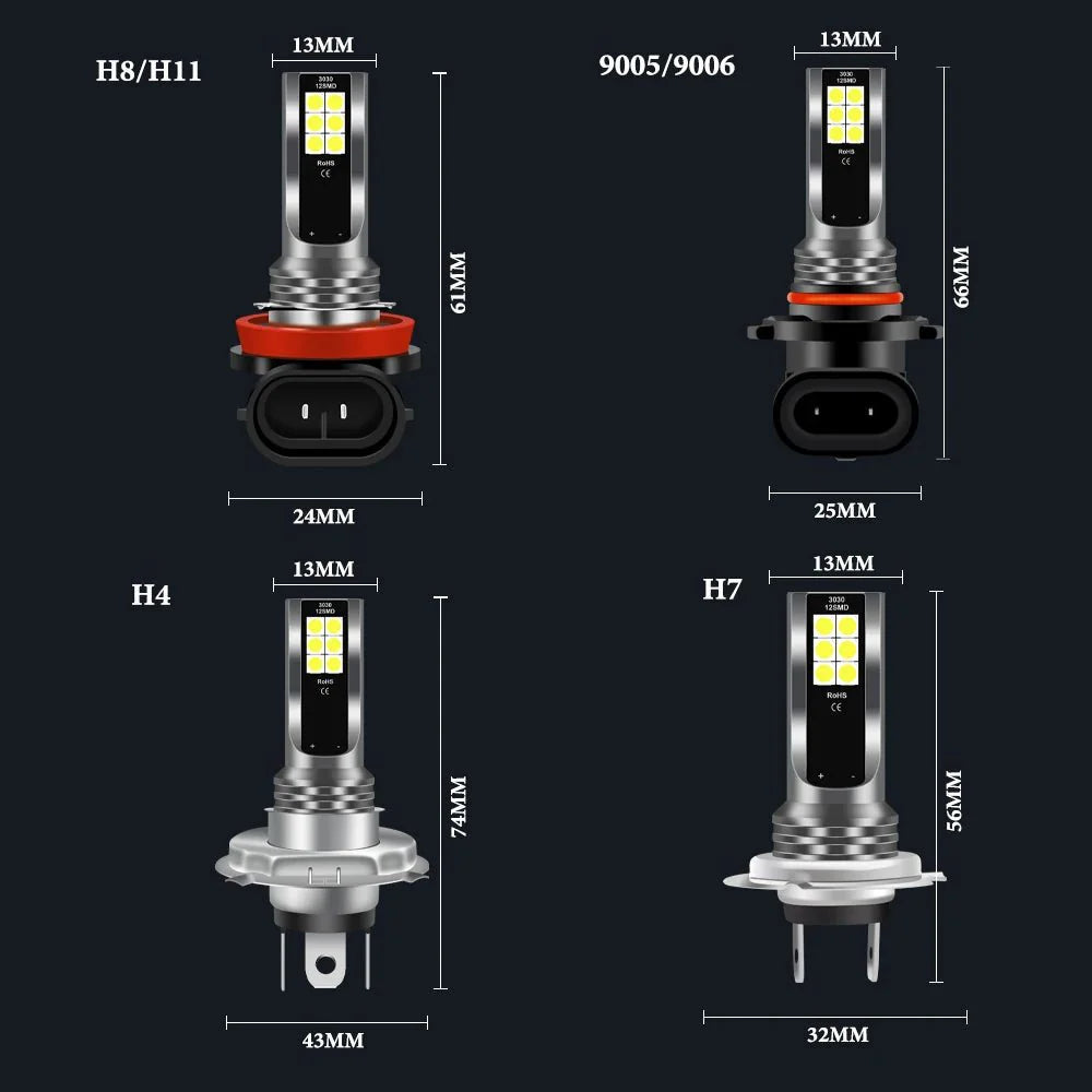 2PCS LED Fog Lights | Super Bright 6000K White Auto Bulbs