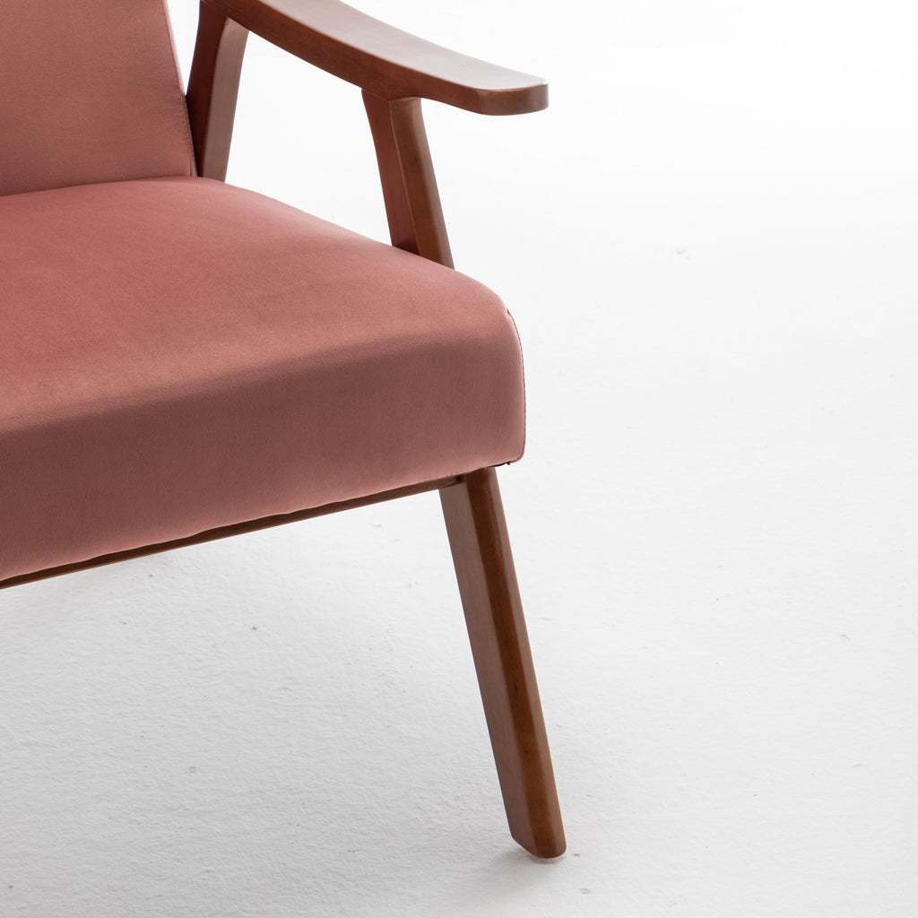 Mid-Century Modern Chair, Living Room Chair with Solid Wood Frame, Accent Chair Extra-Thick Backrest, Wingback Chair for Bedroom