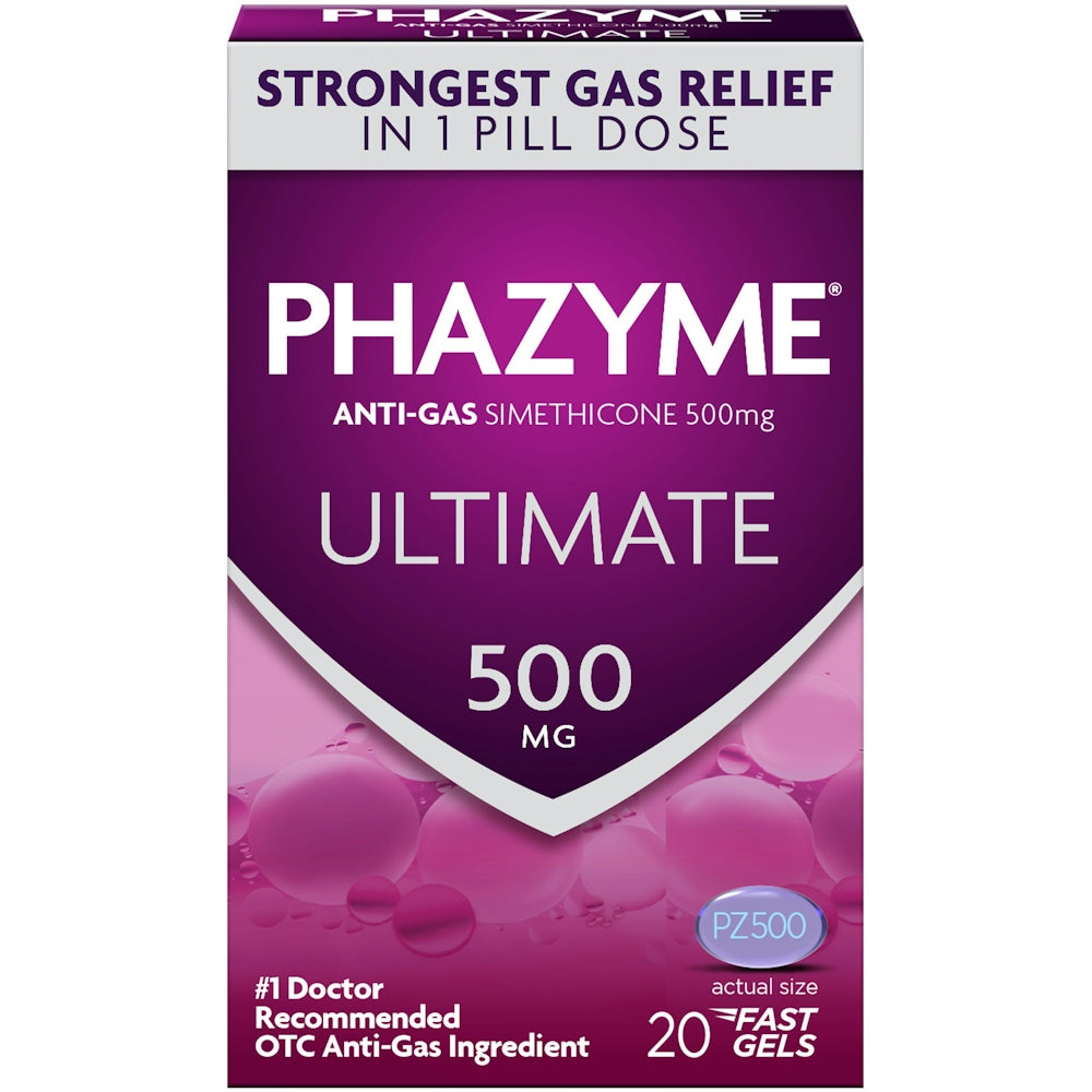 Phazyme Ultimate Gas & Bloating Relief, Works In Minutes, 20 Fast Gels