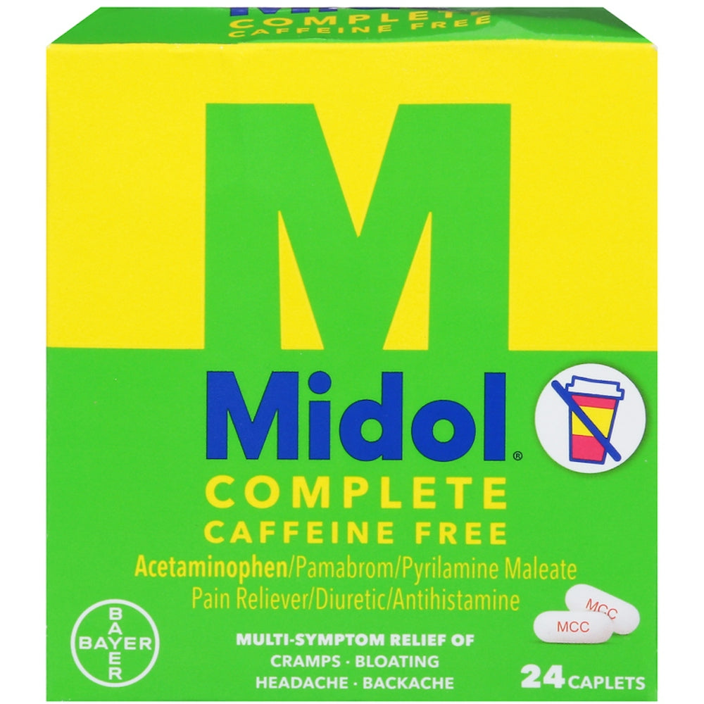 Midol Complete Caffeine-Free Caplets, Menstrual Symptom Relief, 24 Count