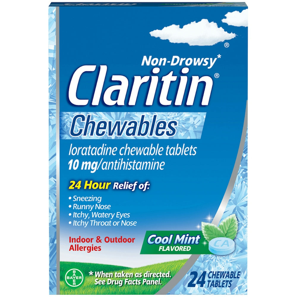 Claritin 24-Hour Non-Drowsy Allergy Relief - Cool Mint Chewables, 24 ct