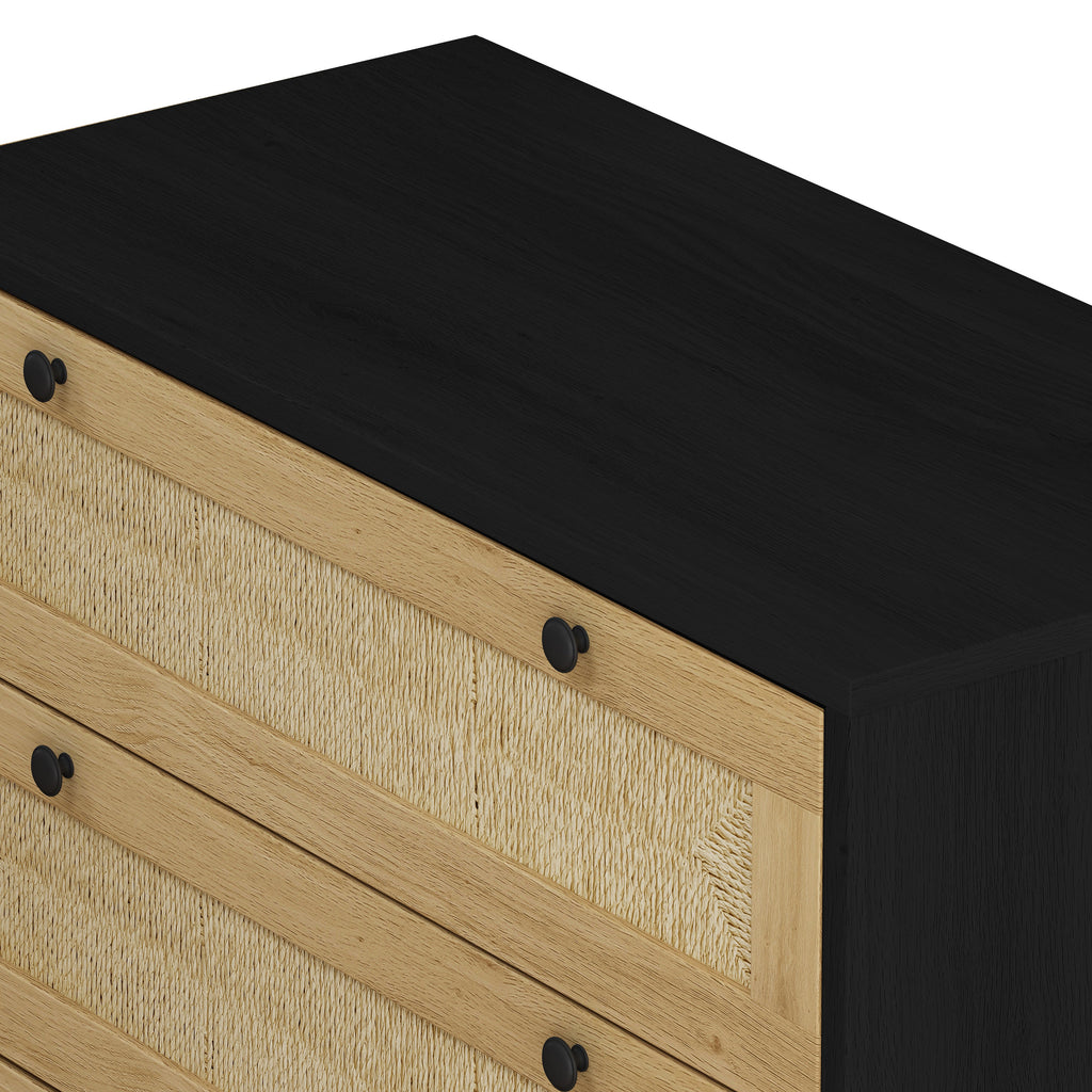 30.31"3-Drawers Storage Cabinet Rope Woven Drawer,for Bedroom,Living Room,Dining Room,Hallways,Black