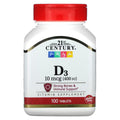 Vitamin D3 10 mcg (400 IU) Tablets, 100 Count, Unit Dose (UD)