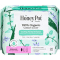 The Honey Pot Company 100% Organic Cotton Cover Cooling Herbal Infusion Regular Pads With Wings