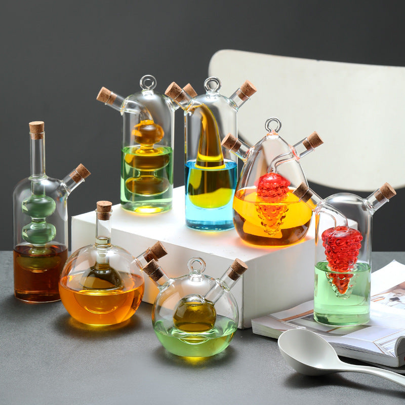 Kitchen Storage Sealed Bottles, Double-layer 2-in-1 Glass Bottles, Oil, Vinegar, Sauce, Seasoning Bottles, Kitchen Tools