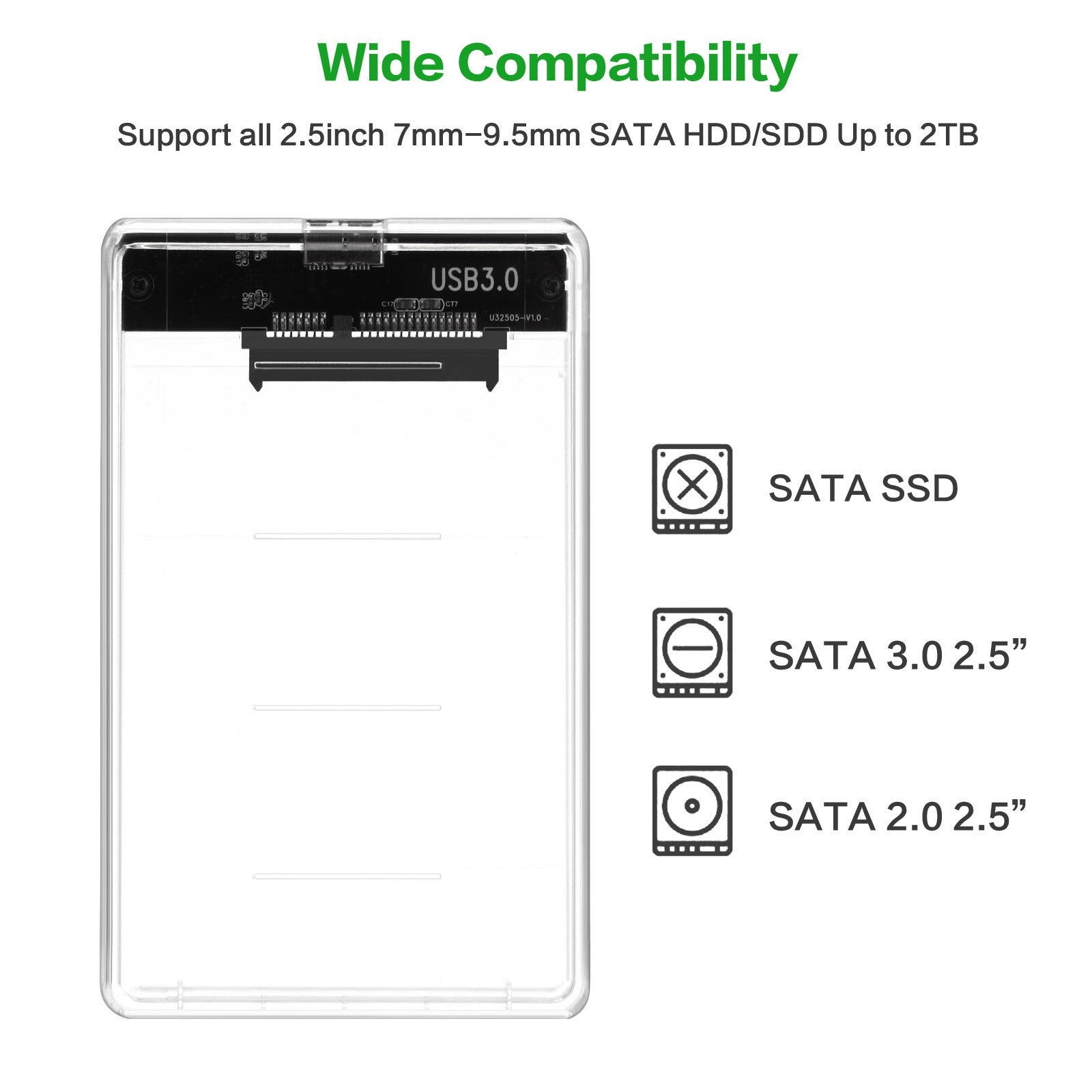 2.5-inch tool free transparent hard drive case 3.0 notebook external portable hard drive case 3.0 SSD