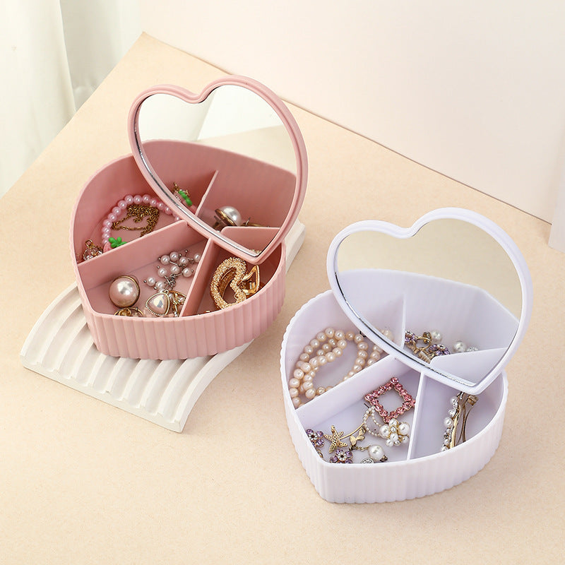 High-end luxury desktop large capacity compartment jewelry storage box with mirror