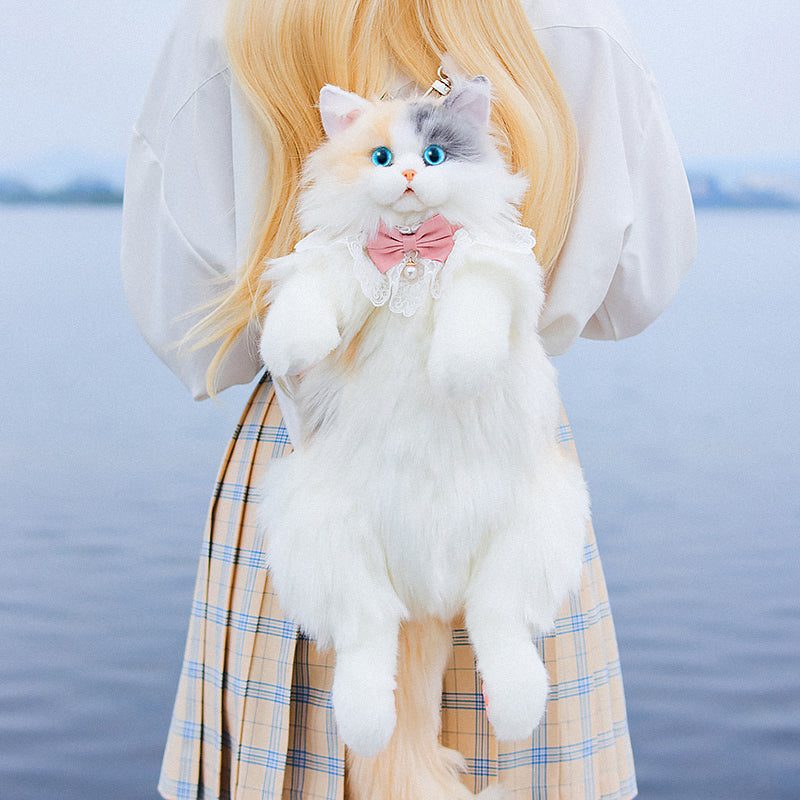 Unique Calico Cat Backpack, Doubles as a Plush Toy and Functional Bag