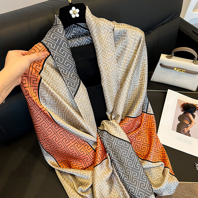 Elegant Emulation Silk Scarf Women's Spring And Summer Sun Protection Long