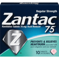 Zantac 75 Regular Strength Acid Reducer 75mg Tablets 10 Ct Box