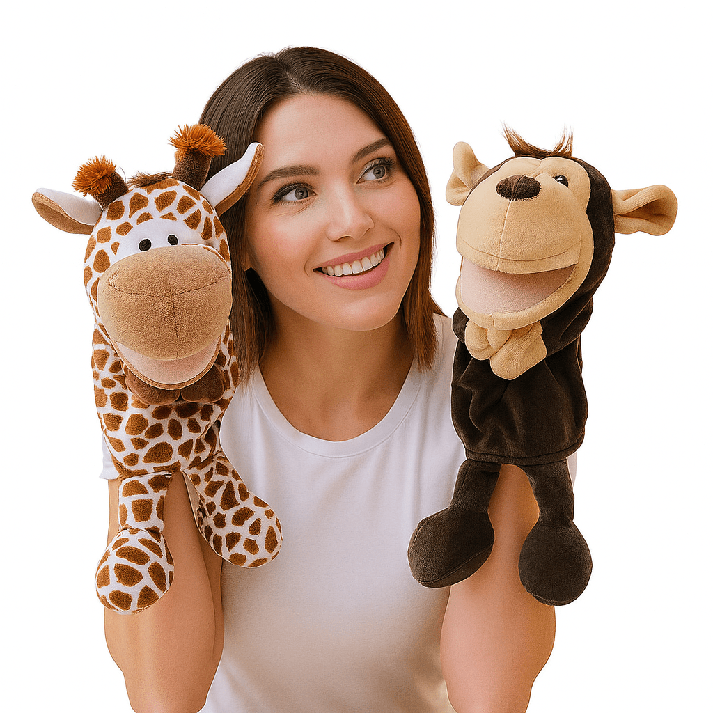 35cm Cartoon Animal Hand Puppet – Lion, Elephant, Pig Plush Toy