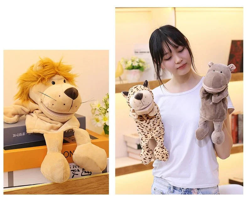 35cm Cartoon Animal Hand Puppet – Lion, Elephant, Pig Plush Toy