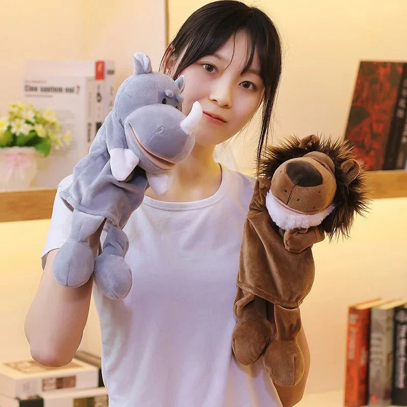 35cm Cartoon Animal Hand Puppet – Lion, Elephant, Pig Plush Toy