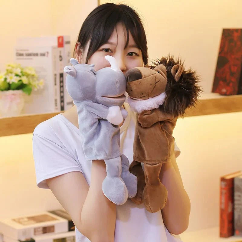 35cm Cartoon Animal Hand Puppet – Lion, Elephant, Pig Plush Toy