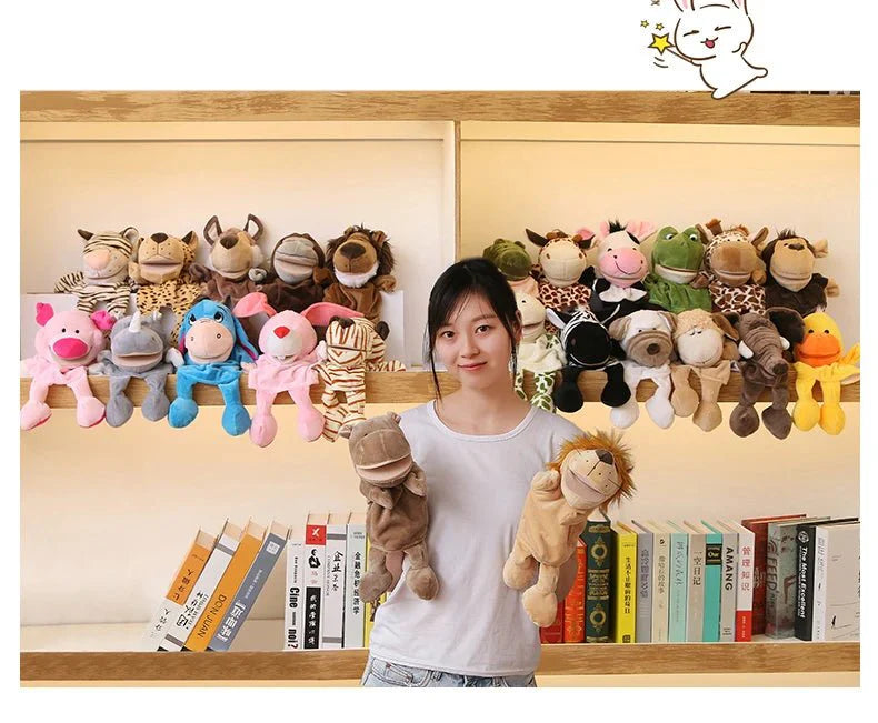 35cm Cartoon Animal Hand Puppet – Lion, Elephant, Pig Plush Toy