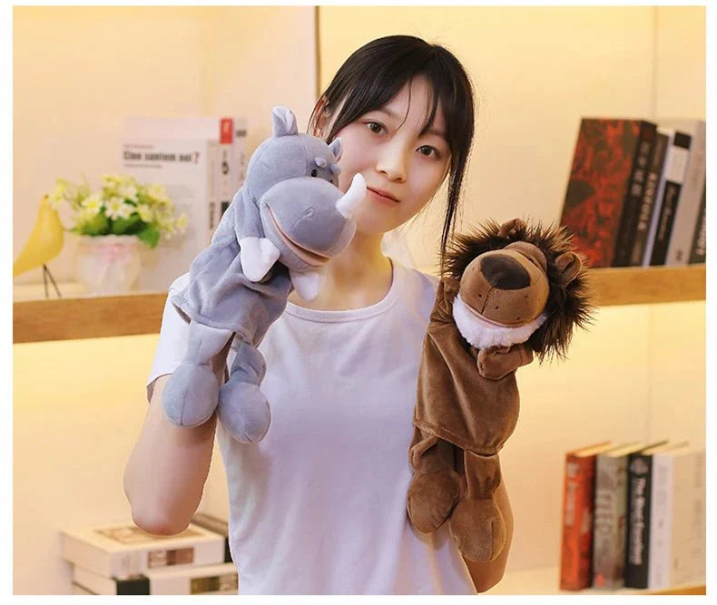 35cm Cartoon Animal Hand Puppet – Lion, Elephant, Pig Plush Toy