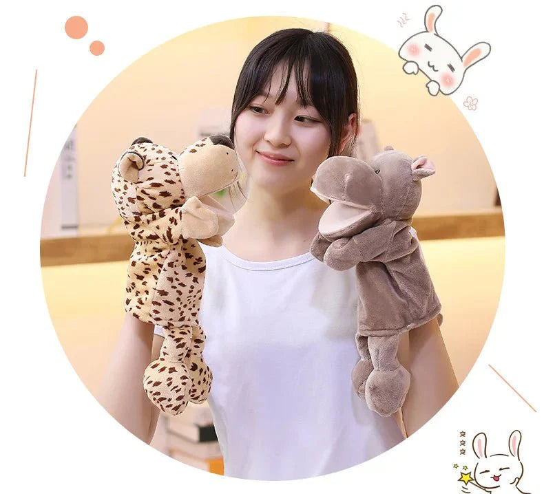 35cm Cartoon Animal Hand Puppet – Lion, Elephant, Pig Plush Toy