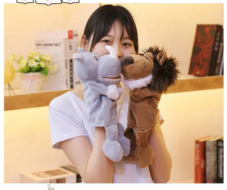 35cm Cartoon Animal Hand Puppet – Lion, Elephant, Pig Plush Toy