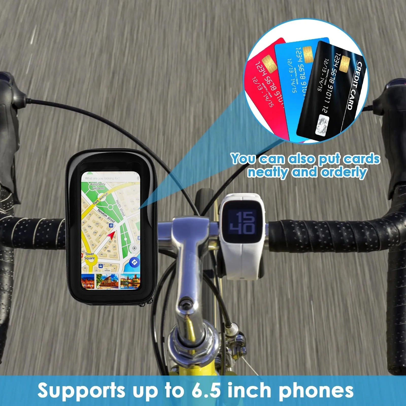 360° Rotatable Waterproof Bike Phone Holder Bag Touchscreen and Sunshade