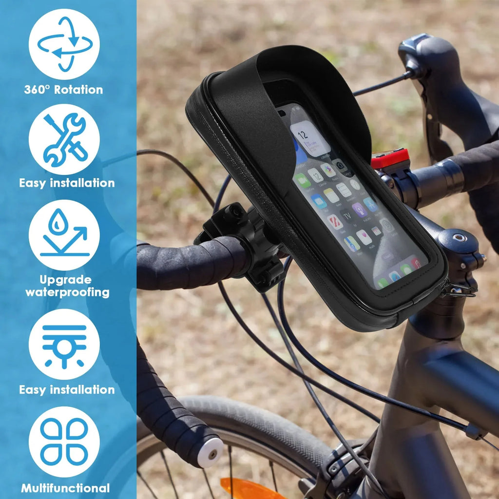 360° Rotatable Waterproof Bike Phone Holder Bag Touchscreen and Sunshade