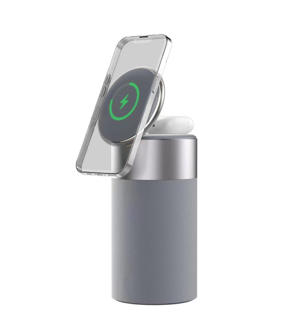 Magnetic wireless charging with Bluetooth speaker, adjustable night light, rechargeable headphones