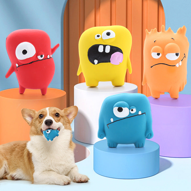 Cute Monster Shaped Latex Squeaky Dog Toy Durable and Easy to Clean Pet Toy