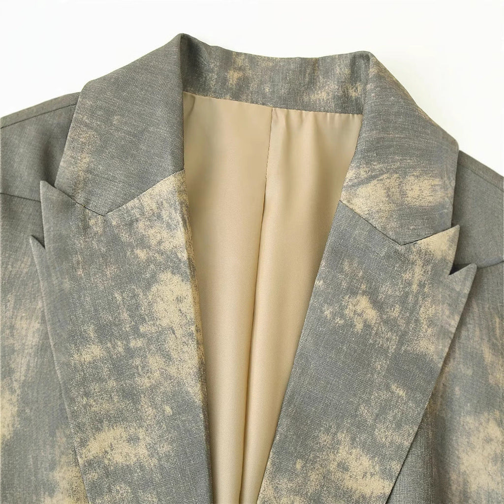 Elegant Printed Long Sleeve Blazer with Style for Women