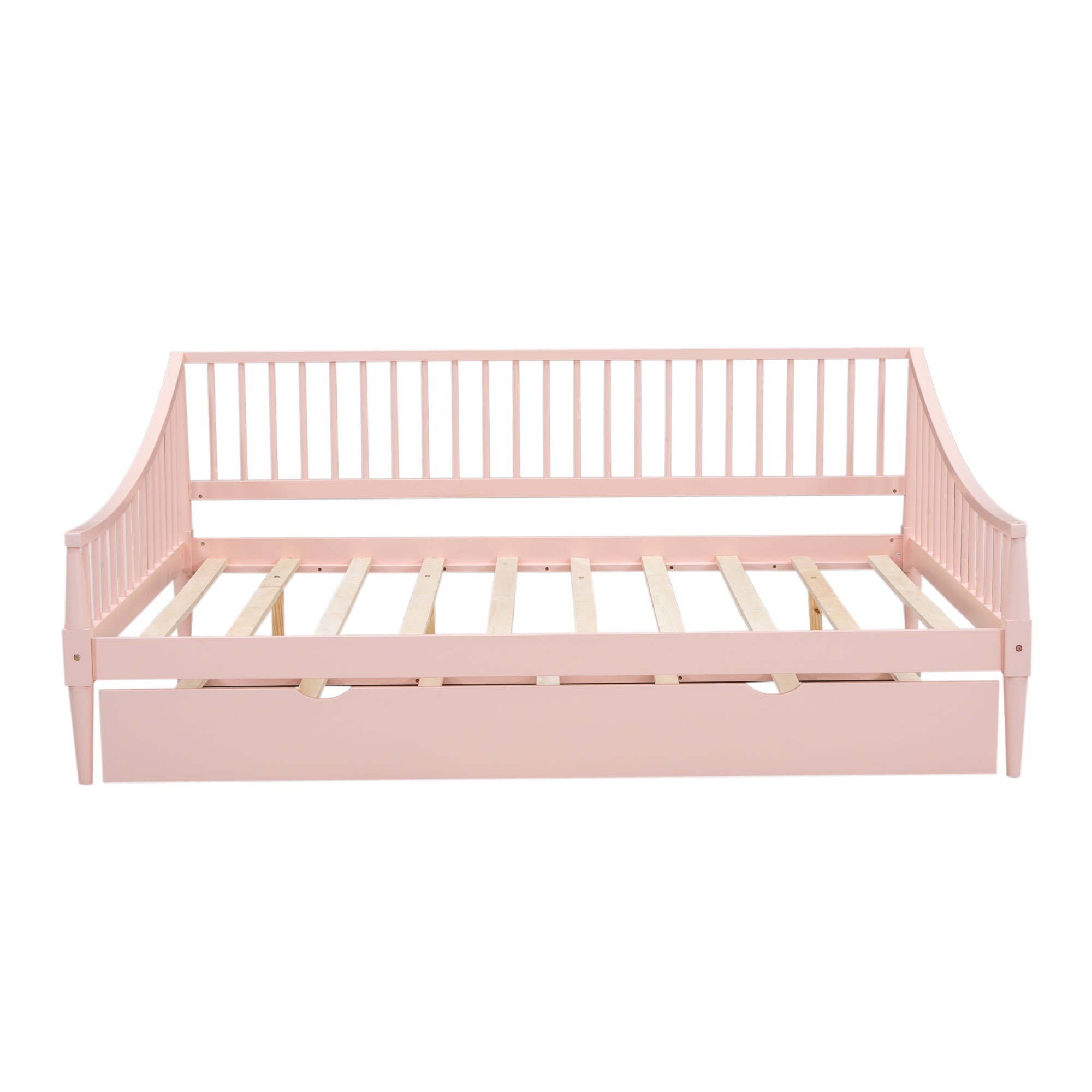 Full Size Daybed with Trundle and Support Legs  Pink