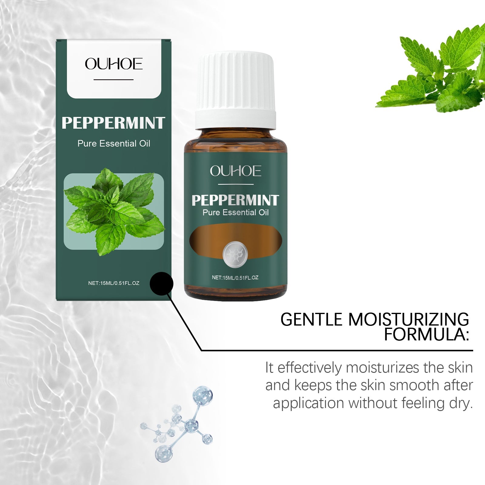 Mint Soothing Massage Oil, Skin Care Moisturizing Body Care Plant Essential Oil Massage Oil