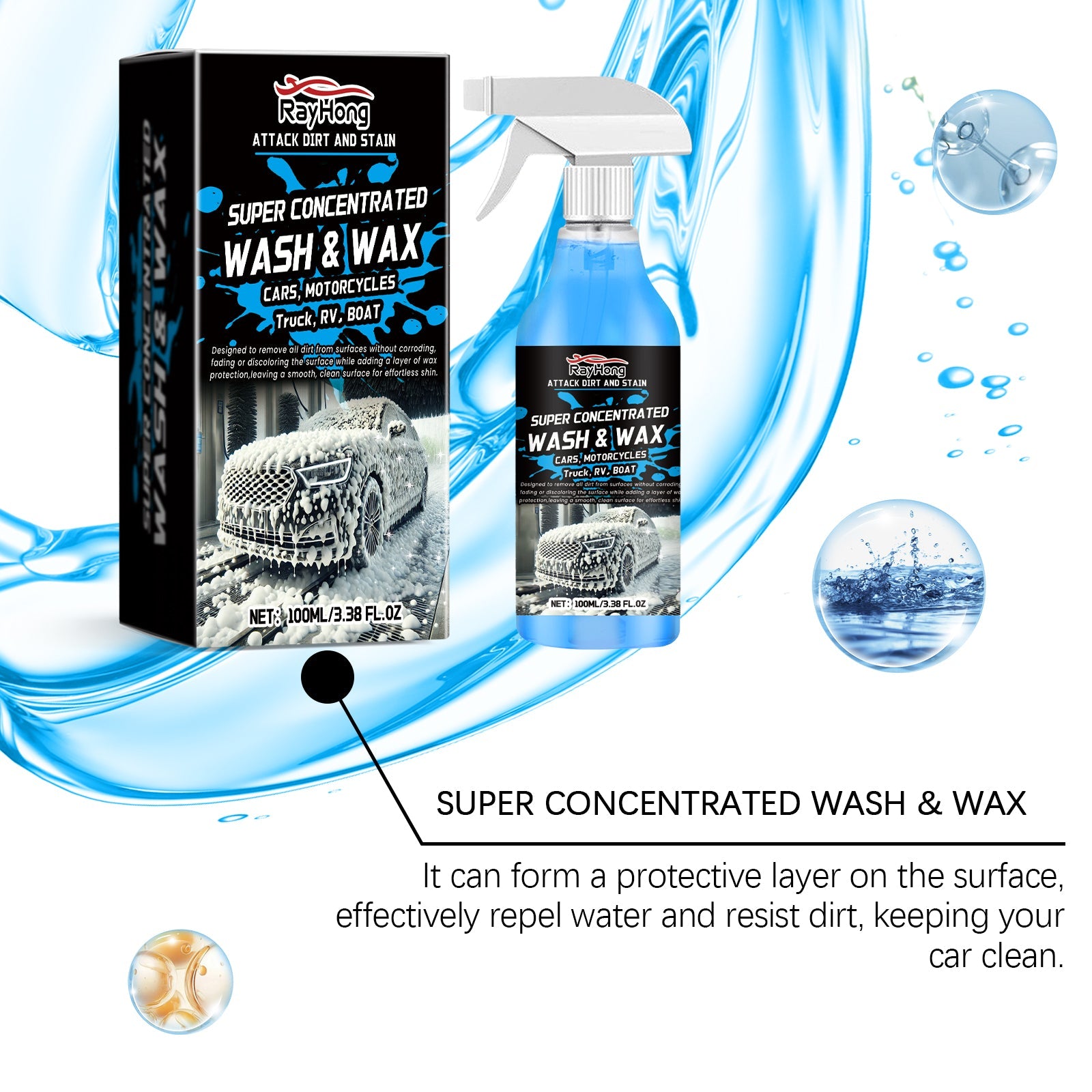 Foam Car Wash Liquid, Rich Foam Cleaning Decontamination Car Paint Maintenance Antifouling Cleaning Liquid