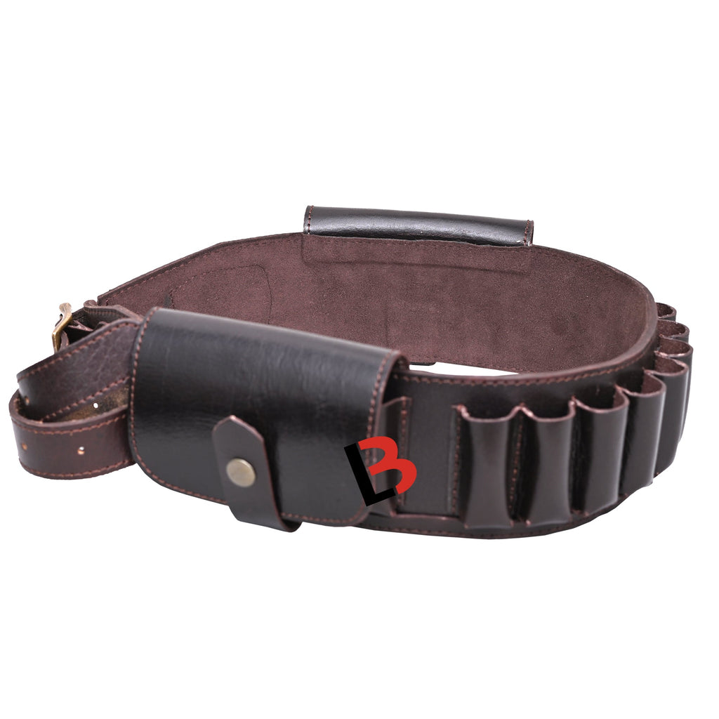 Cowhide Leather Shotshell Bandolier Cartridge Belt Two Flap Ammunition Carrier