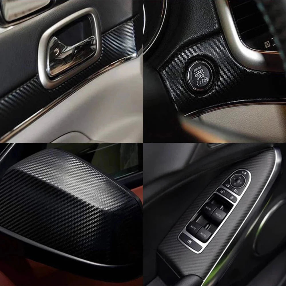 3D Carbon Fiber Black Car Sticker Vinyl Wrapping Film | Waterproof & Anti-Scratch PVC Car Wrap