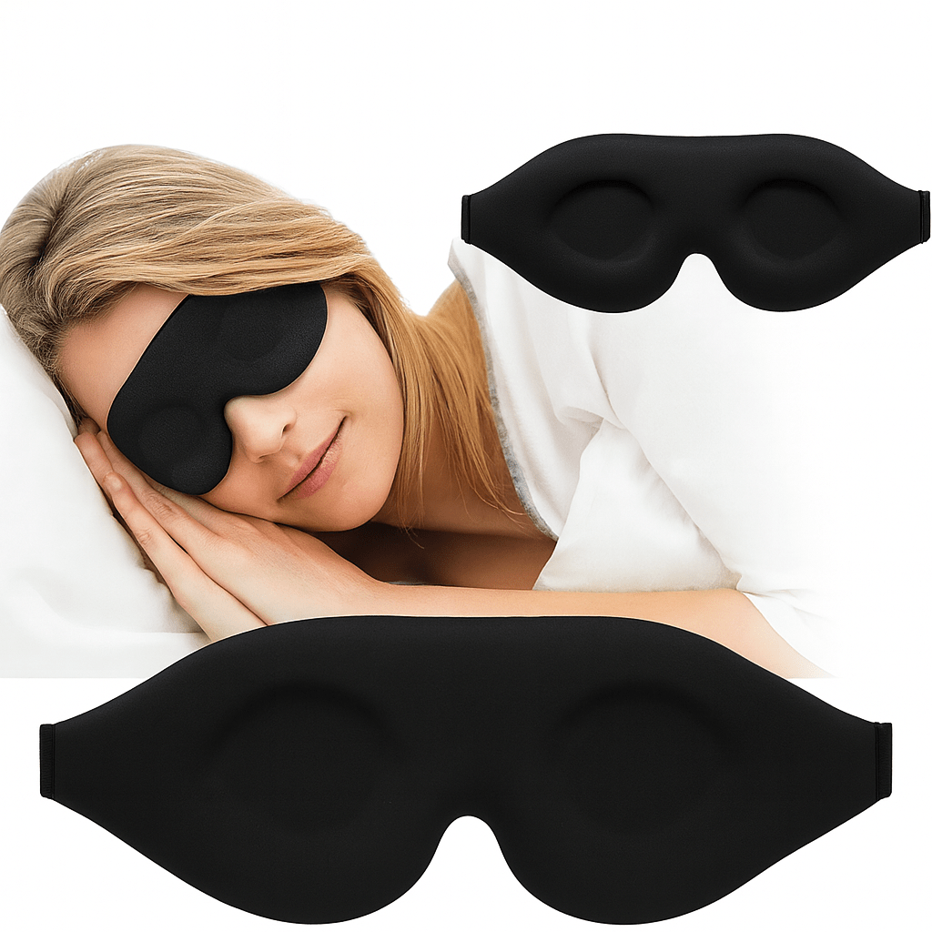 3D Contoured Sleep Mask | Light Blocking Eye Mask for Travel and Home