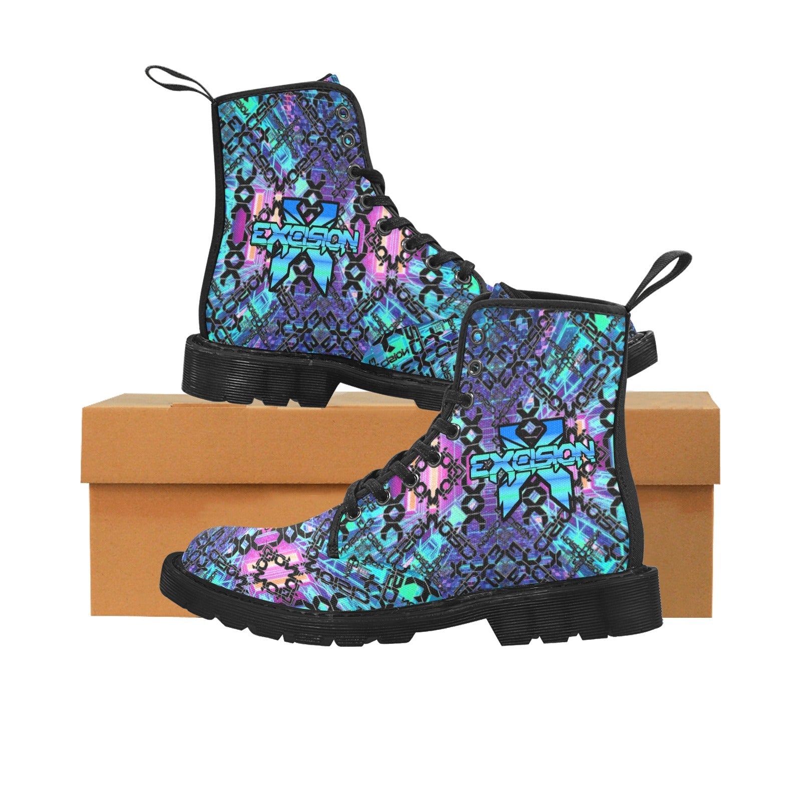 Limited Edition EDM Artists Men's Lace Up Canvas Boots Comfortable Waterproof Festival Camping Hiking Shoes for Men