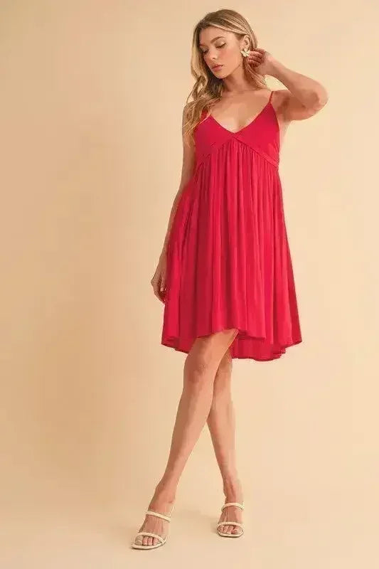 Aemi + Co Ruched Plunge Mini Dress | Femstylo Women’s Dresses