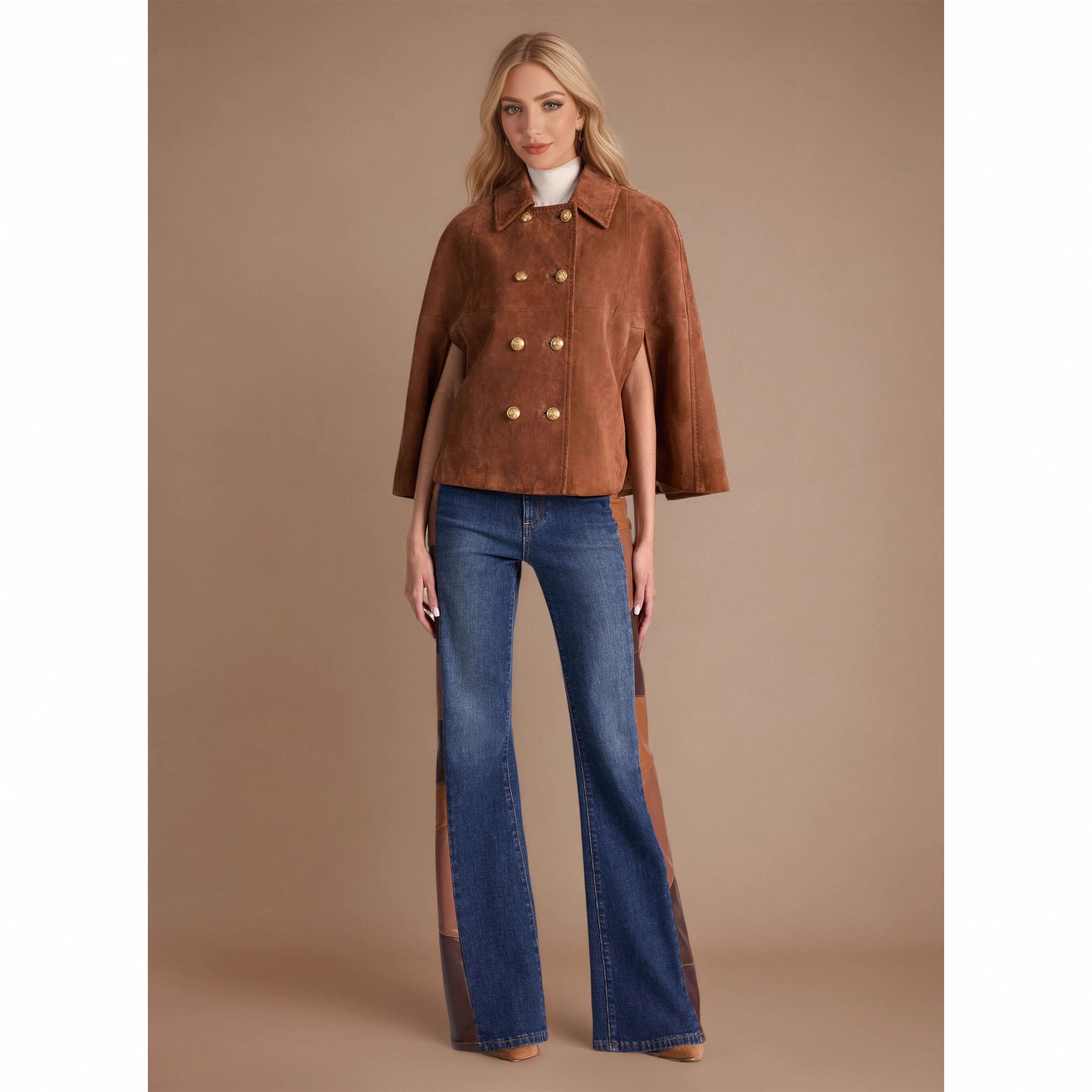 Women's Polyester Leather Loose Design Coat