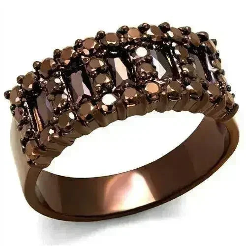 3W1163 IP Coffee Light Brass Ring – AAA Light Coffee CZ Solitaire