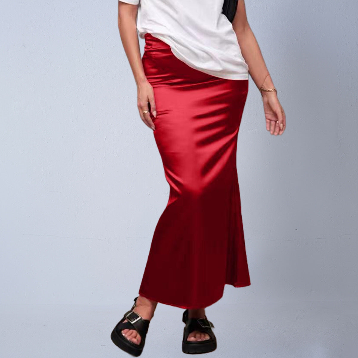 Autumn New Satin Mermaid Bodycon Skirt For Women