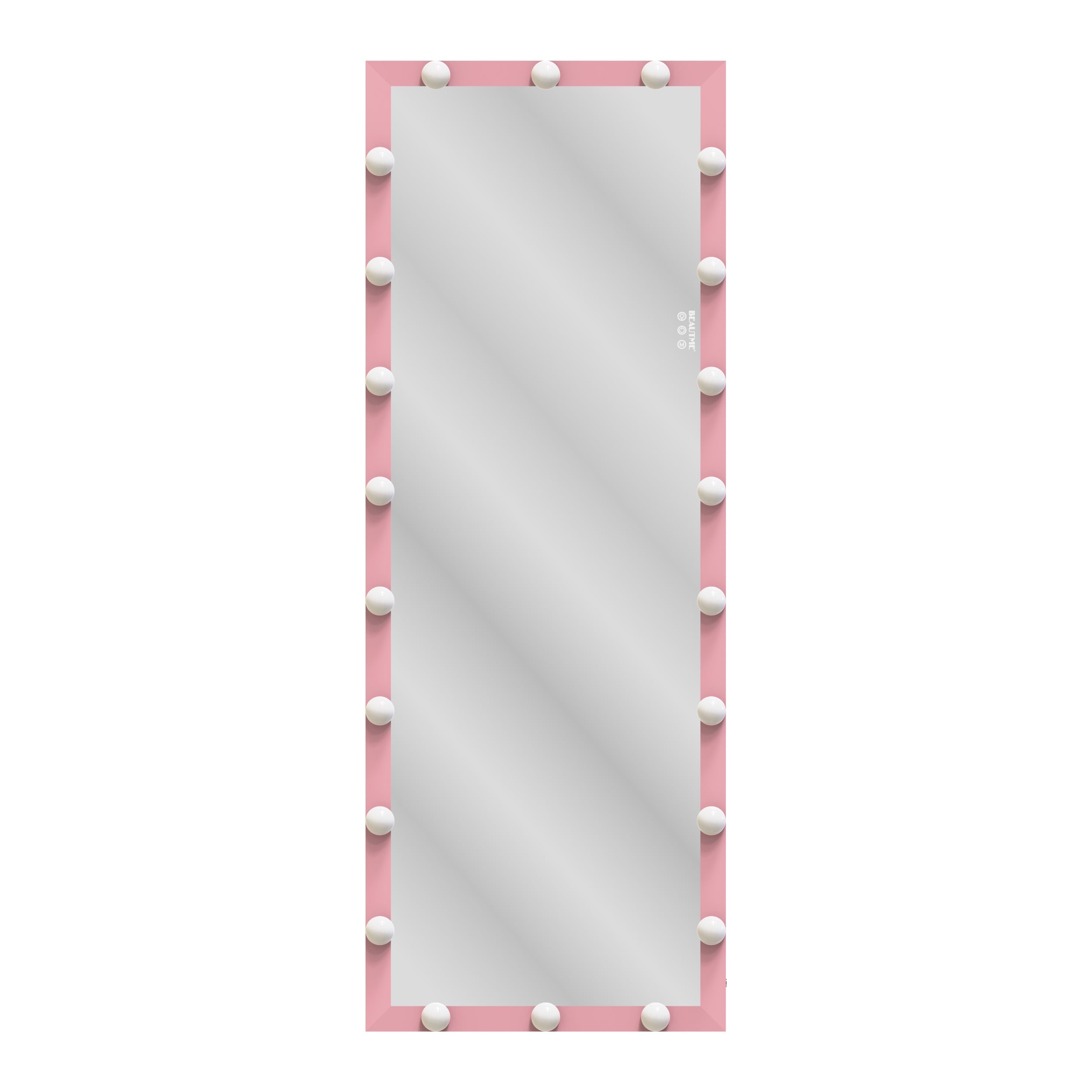 62.6-inch x 23.3-inch pink Hollywood illuminated full body vanity mirror with 3 color modesstanding floor mirror touch control