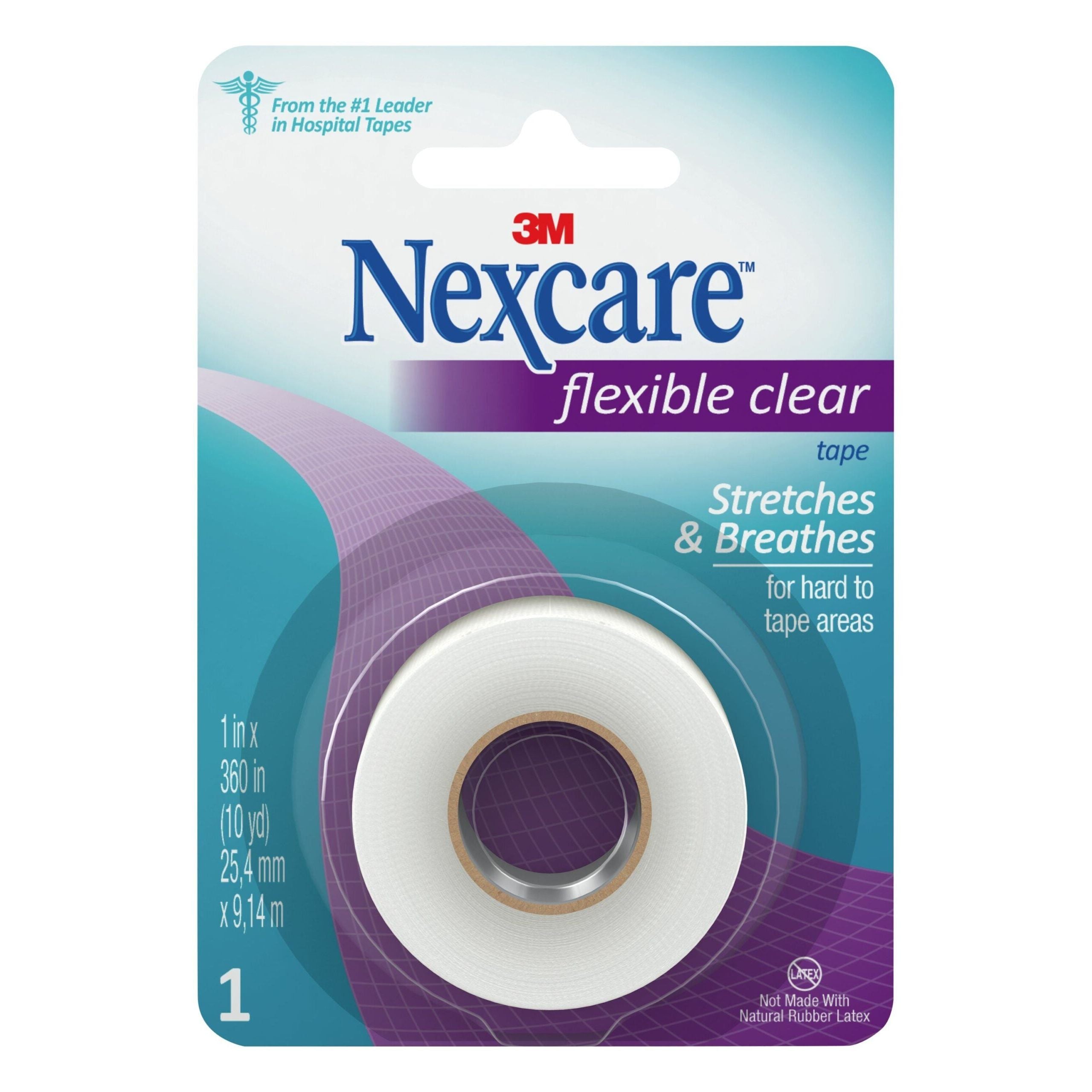 Nexcare First Aid Tape, Flexible, Clear, 1, Pk24