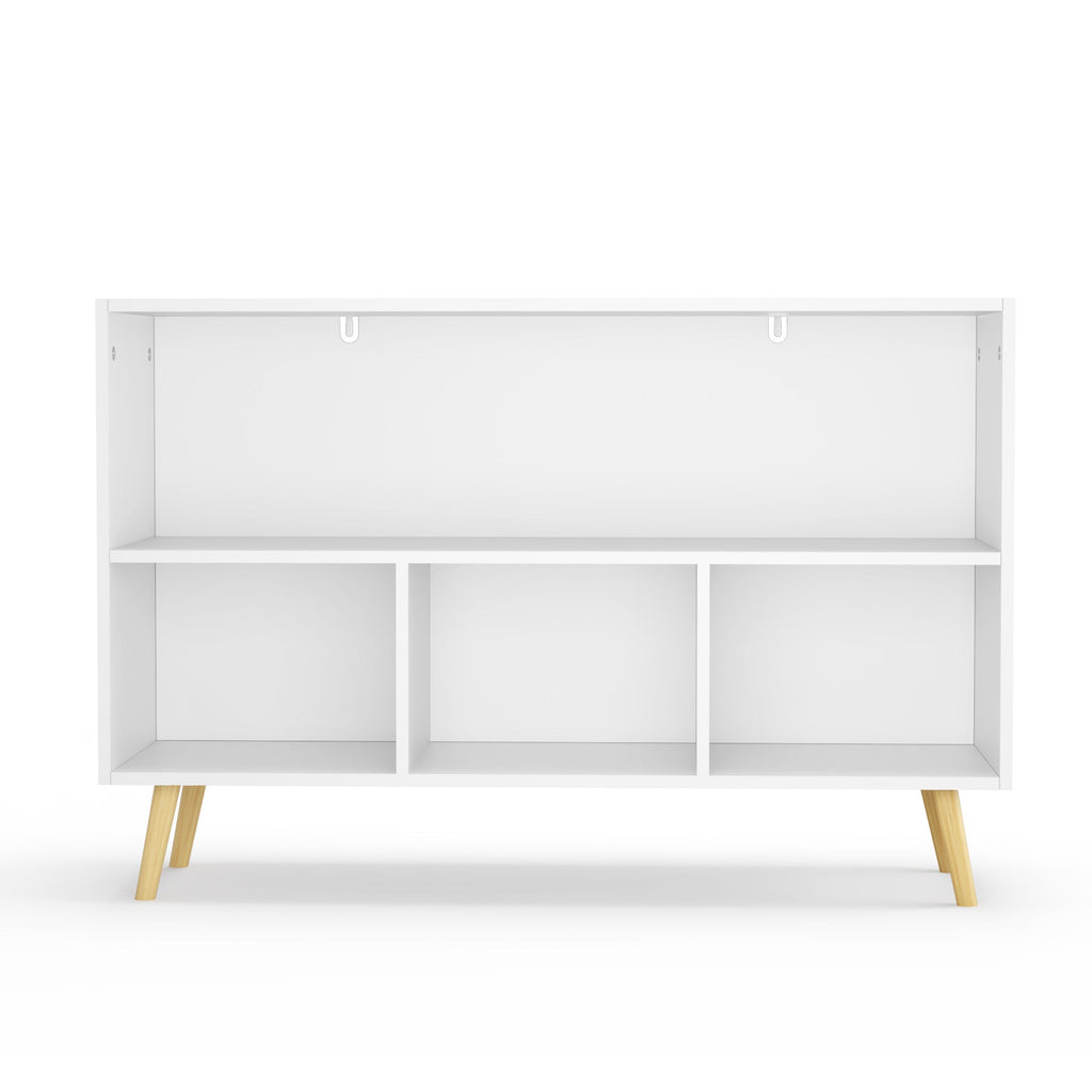 Kids bookcase with Collapsible Fabric Drawers Children's Book Display Toy Storage Cabinet Organizer White/Gray