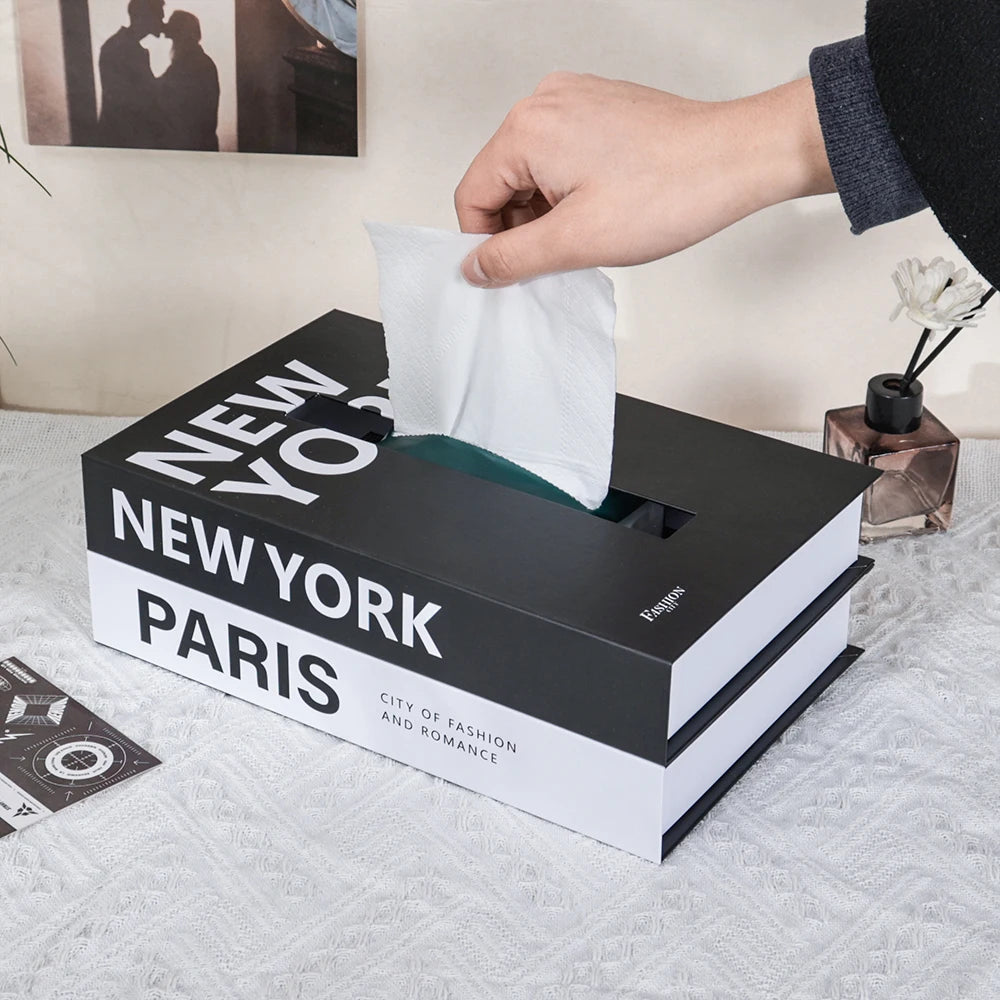 Book Style Tissue Box Napkin Holder Case Paper Box Container Fashion Hotel Storage Box Home Table Decoration Ornaments
